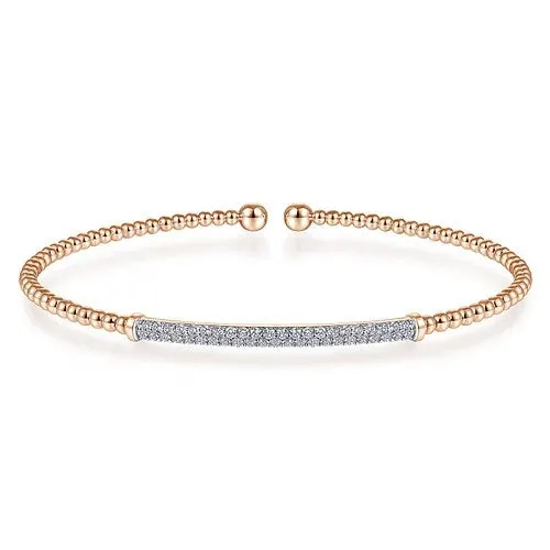 GABRIEL CO Bracelets 14K Rose Gold Bujukan Diamond Bar Split Bangle