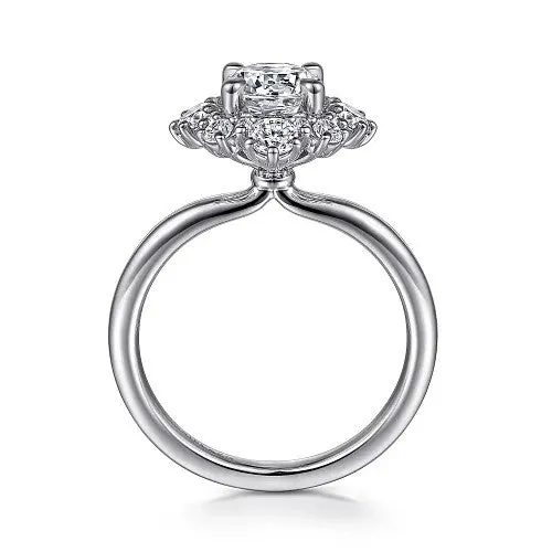 Rings GABRIEL CO Saralynn 14K White Gold Bursting Halo Round Diamond Engagement Ring Setting Only