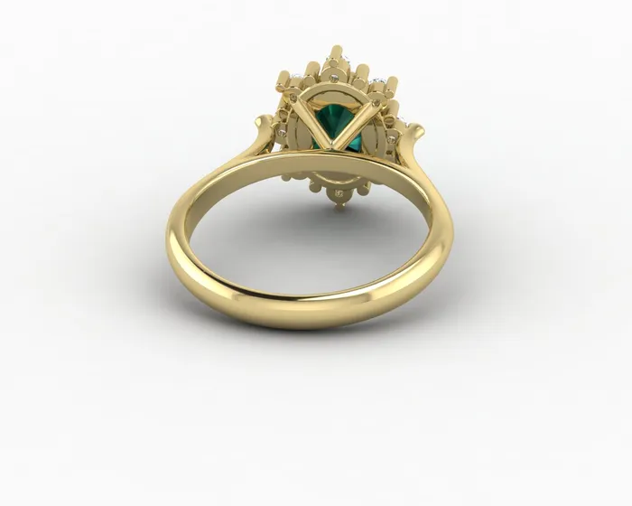 Sapheena Jewelry Rings Bridget 10 Ct Oval Cut Halo Green Emerald Engagement Ring