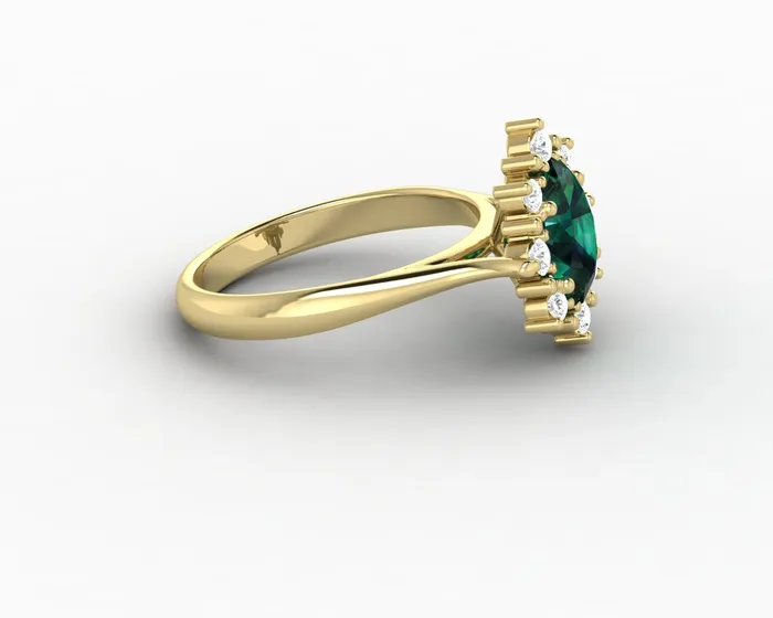 Sapheena Jewelry Rings Bridget 10 Ct Oval Cut Halo Green Emerald Engagement Ring