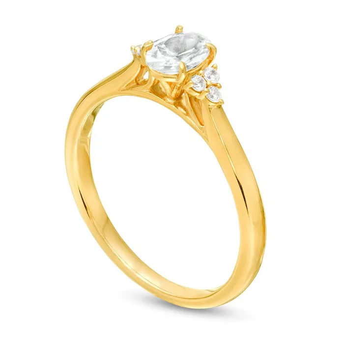 063 CT TW Oval Natural Diamond TriSides Engagement Ring in Solid 14K Gold Goldia Rings 063 CT TW Oval Natural Diamond TriSides Engagement Ring in Solid 14K Gold Goldia Rings