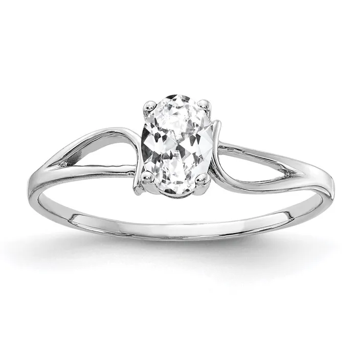 14k White Gold 6x4mm Oval Cubic Zirconia ring Goldia Rings