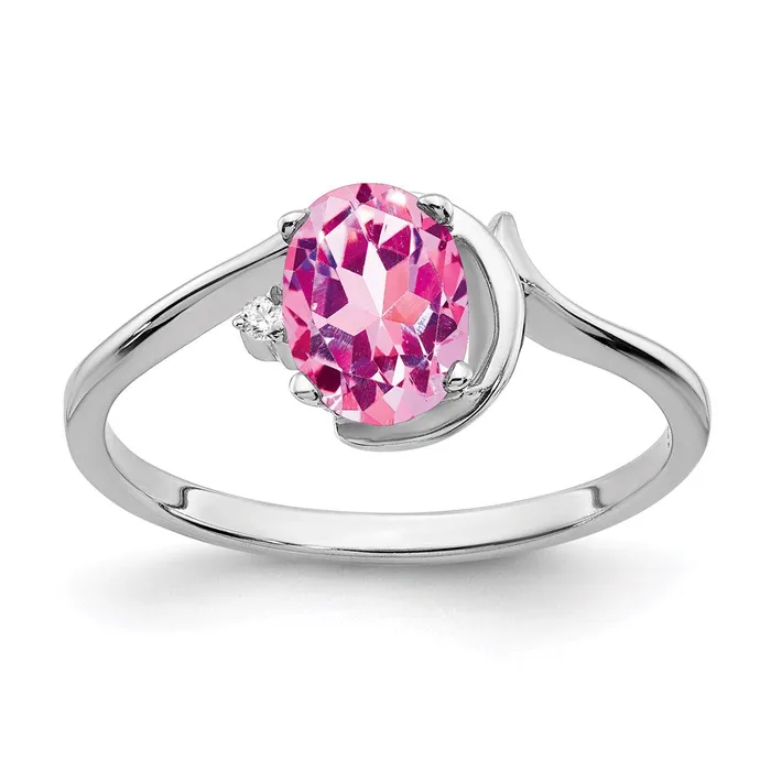 14k White Gold 7x5mm Oval Pink Sapphire A Real Diamond ring Goldia Rings 14k White Gold 7x5mm Oval Pink Sapphire A Real Diamond ring Goldia Rings