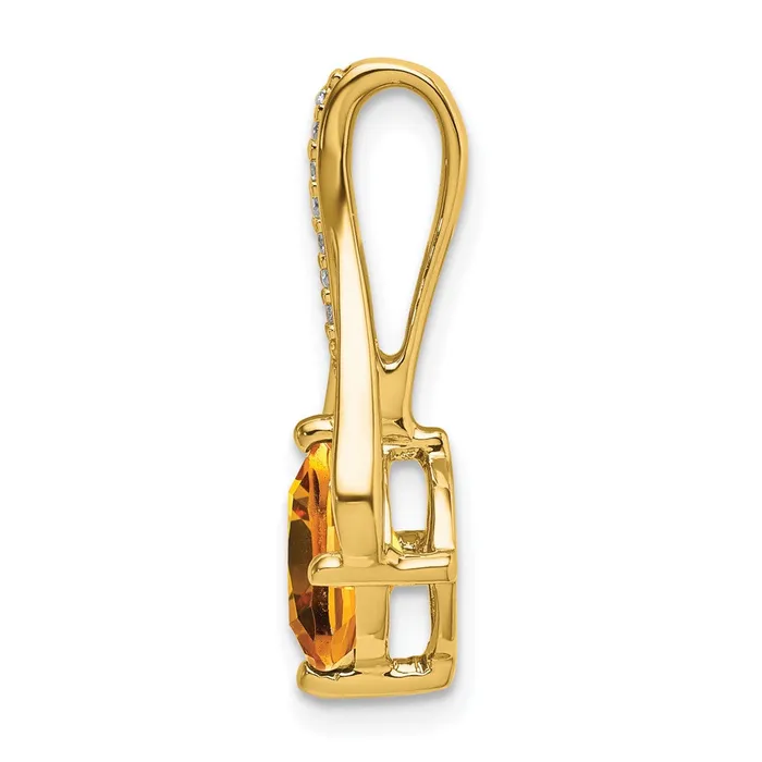 14K Yellow Gold Citrine and Real Diamond Pendant Goldia Necklaces