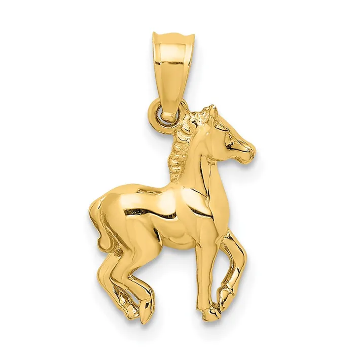 14k Yellow Gold Polished 3D Horse Pendant Goldia Necklaces