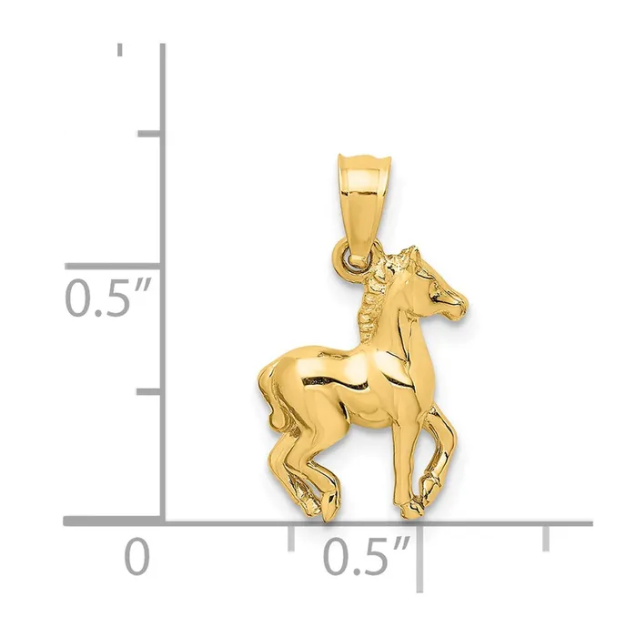 14k Yellow Gold Polished 3D Horse Pendant Goldia Necklaces