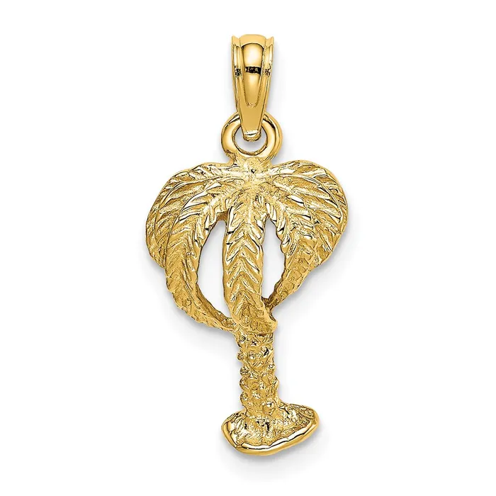 Charm Necklaces 14k Yellow Gold 2D Textured Palm Tree Charm Goldia