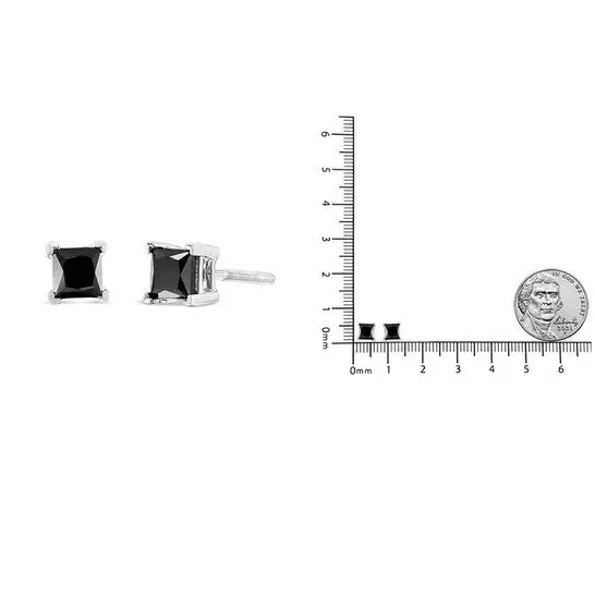 Earrings JMS always Original 925 Sterling Silver 1 12 Cttw PrincessCut Square Black Diamond Classic 4Prong Stud Earrings with Screw Backs Fancy ColorEnhanced I2I3 Clarity Earrings JMS always Original 925 Sterling Silver 1 12 Cttw PrincessCut Square Black Diamond Classic 4Prong Stud Earrings with Screw Backs Fancy ColorEnhanced I2I3 Clarity