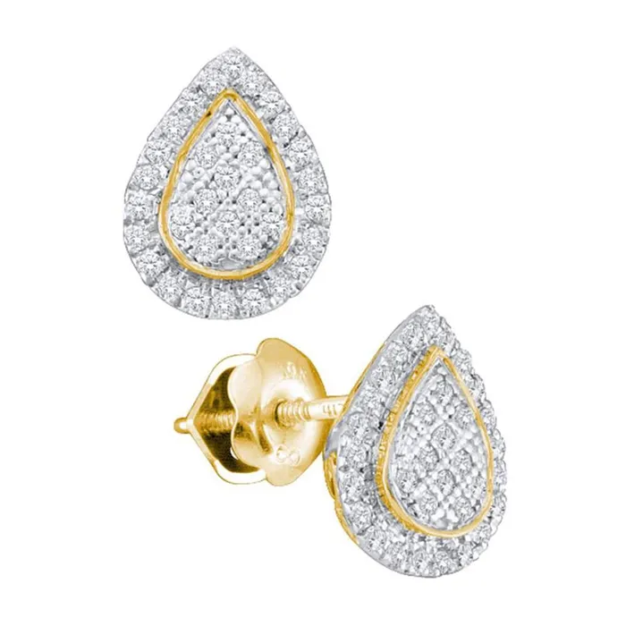 gndatlanta 10k Yellow Gold Round Diamond Teardrop Earrings 15 Cttw Earrings