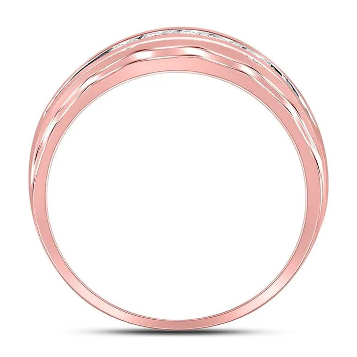 gndatlanta Rings 10k Rose Gold Round Diamond Wedding Band Ring 14 Cttw