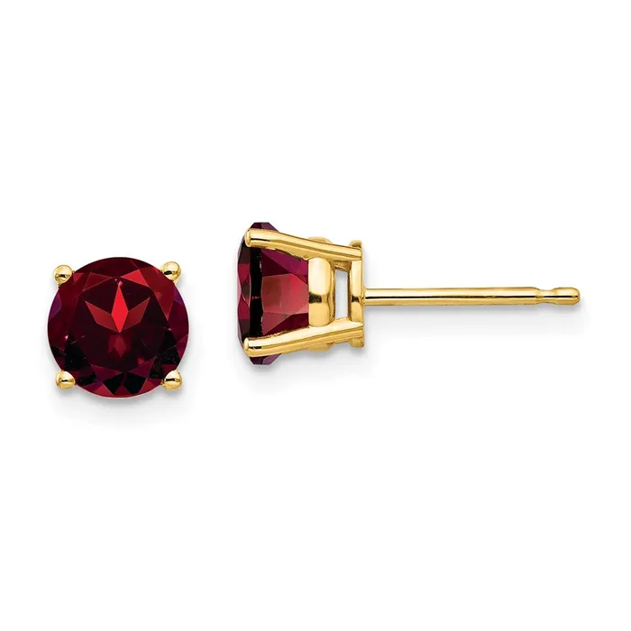 Goldia Earrings 14k Yellow Gold 6mm Garnet Post Earrings