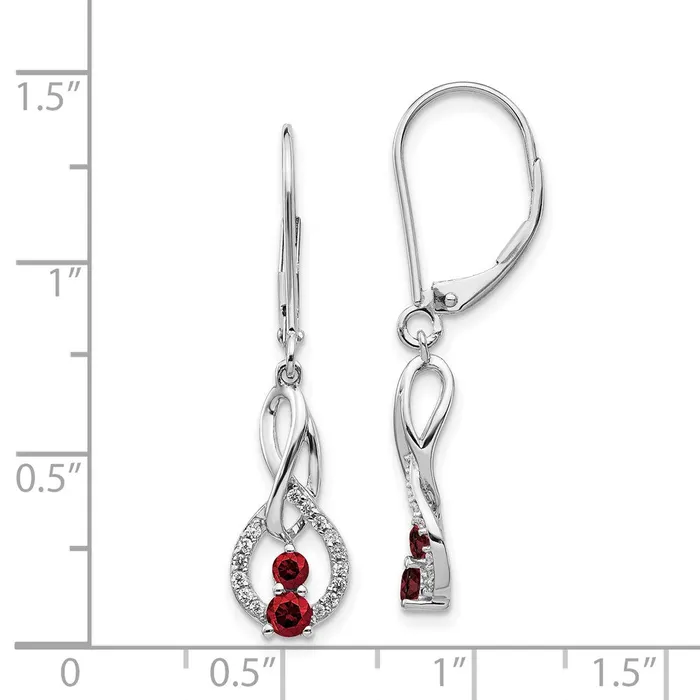 Goldia Earrings Solid 14k White Gold RedWhite Simulated CZ LeverbacK Earrings Goldia Earrings Solid 14k White Gold RedWhite Simulated CZ LeverbacK Earrings