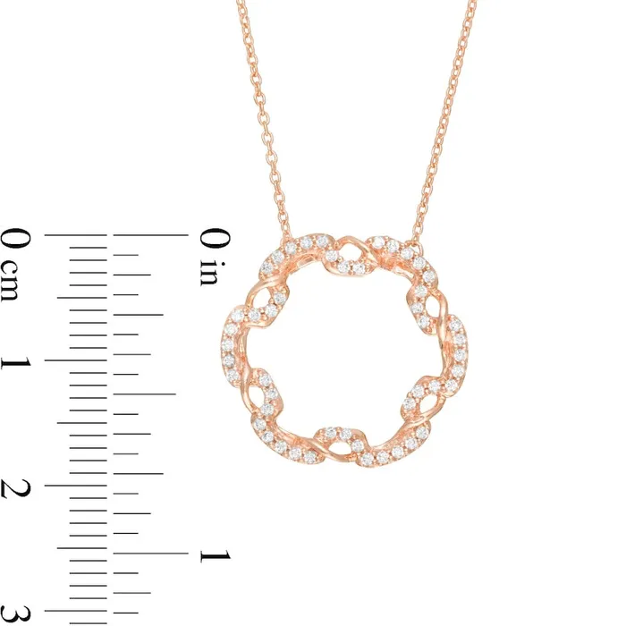 Goldia Necklaces 025 CT TW Natural Diamond Open Circle Twist Pendant in 10K Rose Gold