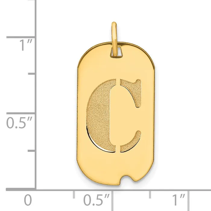 Goldia Necklaces 14k Yellow Gold Polished Letter C Initial Dog Tag Pendant