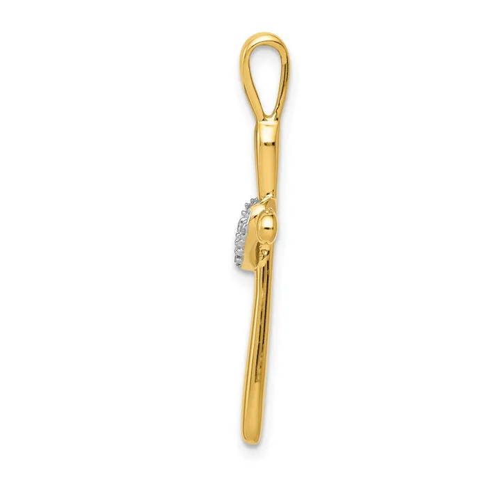 Goldia Necklaces 14K Yellow Gold Real Diamond Cross wHeart Pendant