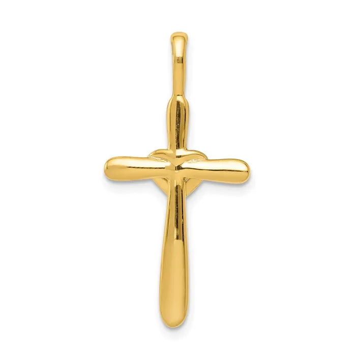 Goldia Necklaces 14K Yellow Gold Real Diamond Cross wHeart Pendant
