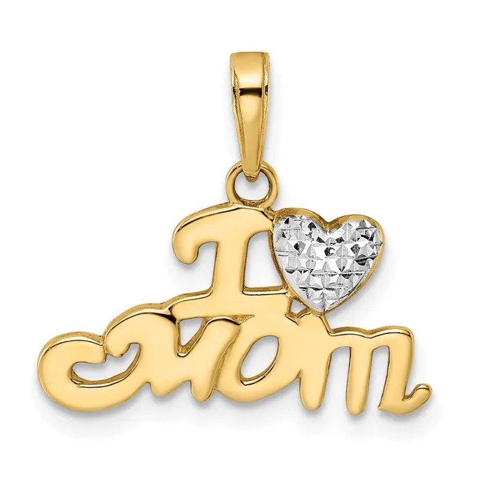 Goldia Necklaces 14k Yellow u0026 Rhodium Gold wWhite Rhodium Diamondcut I Heart Mom Pendant Goldia Necklaces 14k Yellow u0026 Rhodium Gold wWhite Rhodium Diamondcut I Heart Mom Pendant