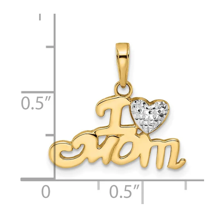Goldia Necklaces 14k Yellow u0026 Rhodium Gold wWhite Rhodium Diamondcut I Heart Mom Pendant