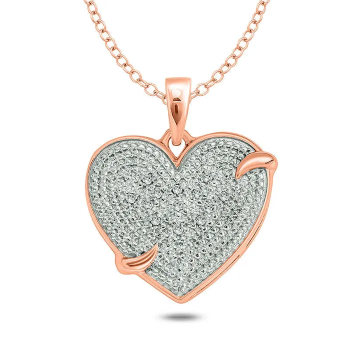 Goldia Necklaces Natural Diamond Accent Composite Heart Pendant in Sterling Silver with 14K Rose Gold Plate Goldia Necklaces Natural Diamond Accent Composite Heart Pendant in Sterling Silver with 14K Rose Gold Plate