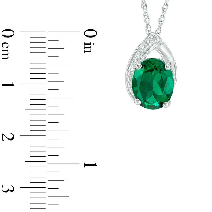 Goldia Necklaces Oval LabCreated Emerald and White Sapphire Teardrop Pendant in Sterling Silver Goldia Necklaces Oval LabCreated Emerald and White Sapphire Teardrop Pendant in Sterling Silver
