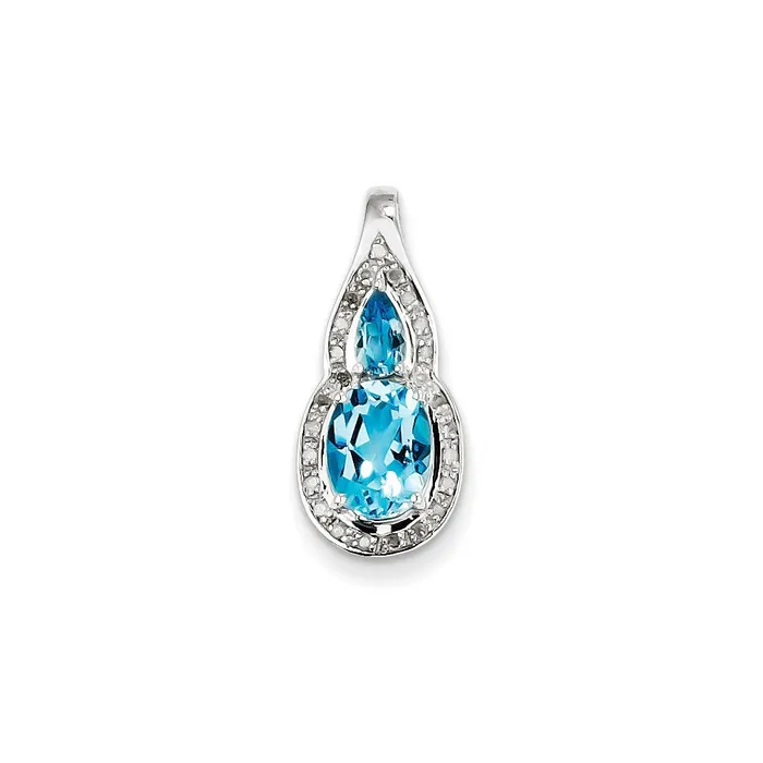 Goldia Necklaces Sterling Silver Diamond u0026 Light Swiss Blue Topaz Teardrop Pendant Goldia Necklaces Sterling Silver Diamond u0026 Light Swiss Blue Topaz Teardrop Pendant