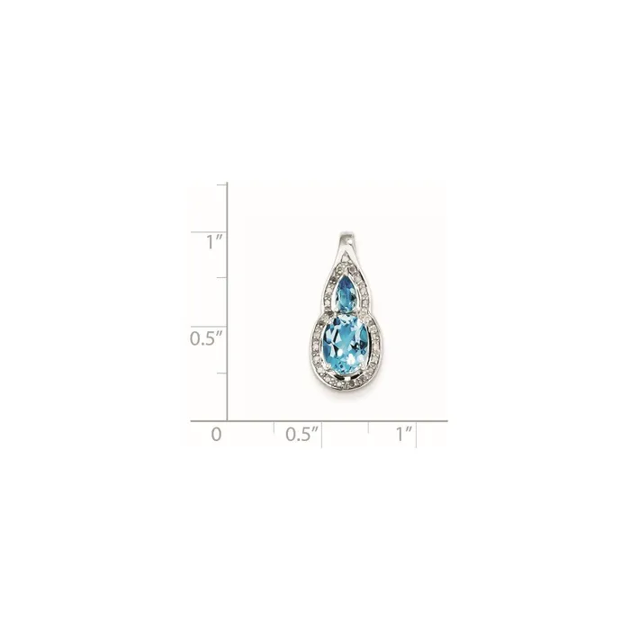 Goldia Necklaces Sterling Silver Diamond u0026 Light Swiss Blue Topaz Teardrop Pendant