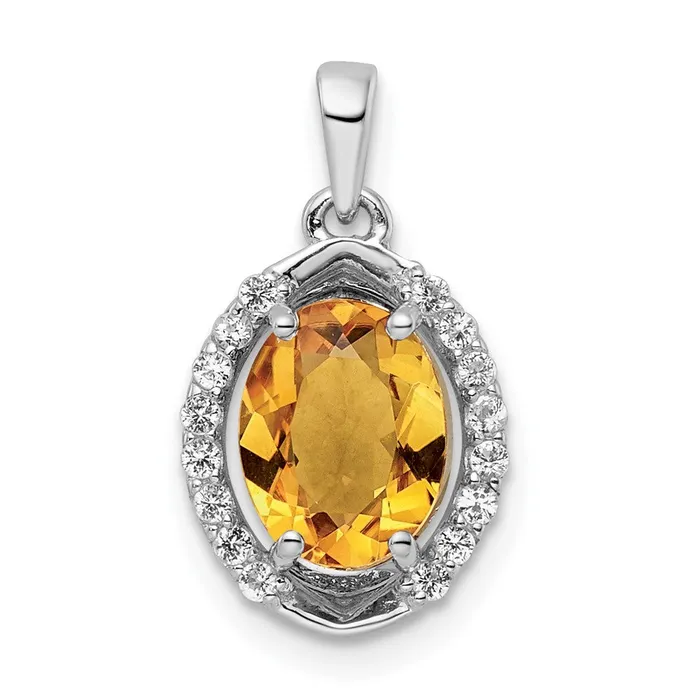 Goldia Necklaces Sterling Silver RHplated Oval 186tw CitrineWhite Topaz Pendant Goldia Necklaces Sterling Silver RHplated Oval 186tw CitrineWhite Topaz Pendant
