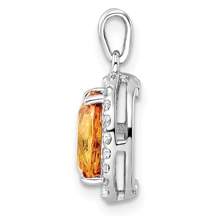 Goldia Necklaces Sterling Silver RHplated Oval 186tw CitrineWhite Topaz Pendant