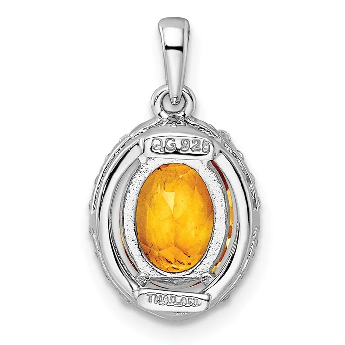 Goldia Necklaces Sterling Silver RHplated Oval 186tw CitrineWhite Topaz Pendant