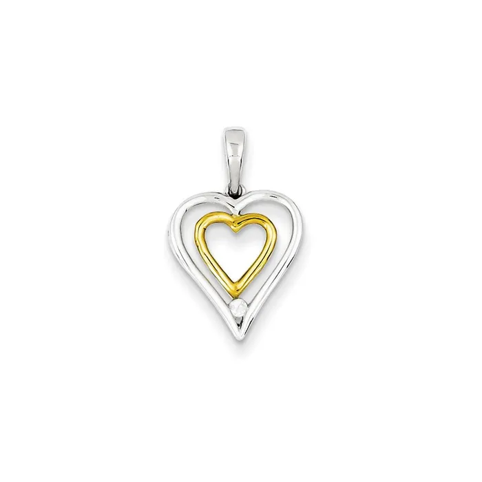 Goldia Necklaces Sterling Silver u0026 Vermeil Diamond Heart Pendant