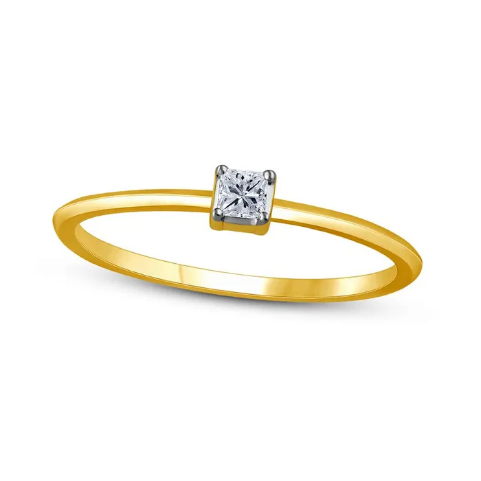 Goldia Rings 005 CT PrincessCut Natural Clarity Enhanced Diamond Solitaire Promise Ring in Solid 10K Yellow Gold Goldia Rings 005 CT PrincessCut Natural Clarity Enhanced Diamond Solitaire Promise Ring in Solid 10K Yellow Gold