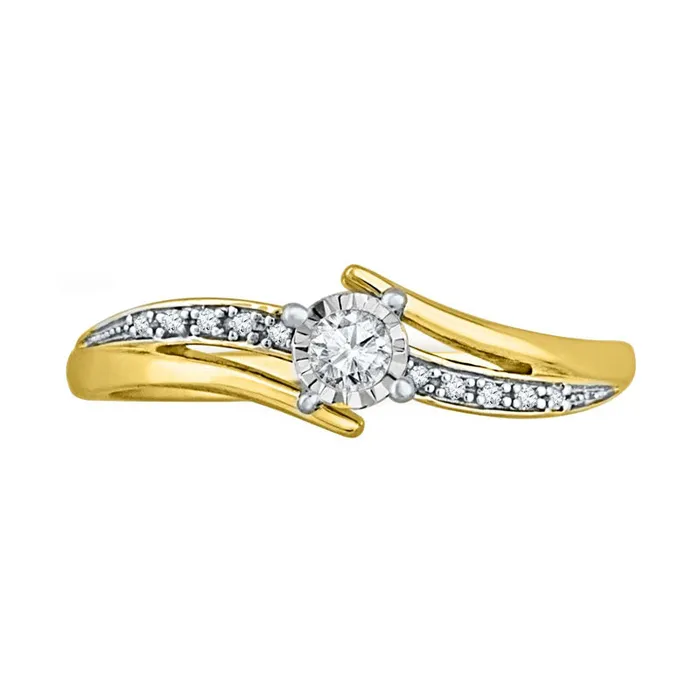 Goldia Rings 010 CT TW Natural Diamond Promise Ring in Solid 10K Yellow Gold