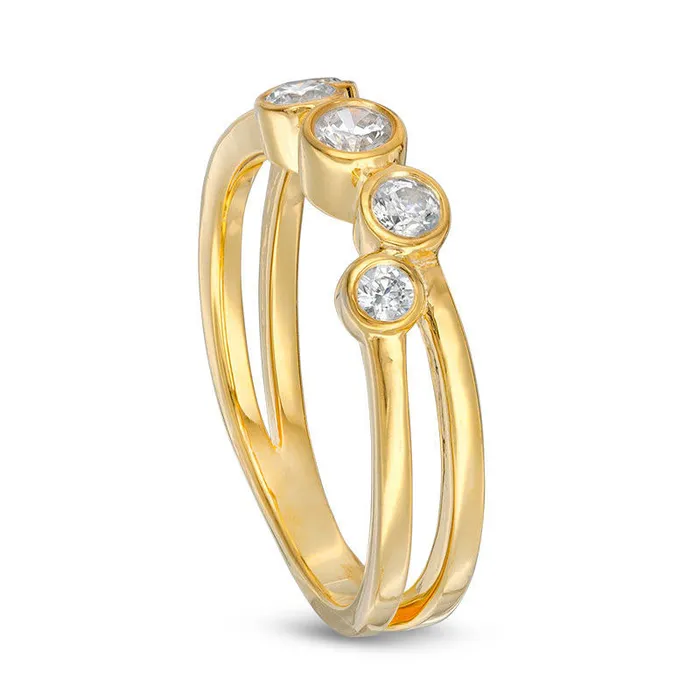 Goldia Rings 033 CT TW Natural Diamond BezelSet Split Shank Ring in Solid 10K Yellow Gold Goldia Rings 033 CT TW Natural Diamond BezelSet Split Shank Ring in Solid 10K Yellow Gold
