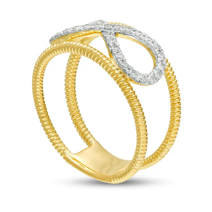 Goldia Rings 033 CT TW Natural Diamond Infinity Open Shank Ring in Solid 10K Yellow Gold