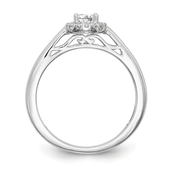 Goldia Rings 033ct CZ Solid Real 14K White Gold Round Halo Engagement Ring