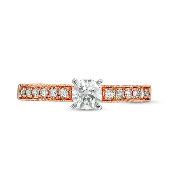 Goldia Rings 050 CT TW Certified Natural Diamond Filigree Antique VintageStyle Engagement Ring in Solid 14K Rose Gold II1 Goldia Rings 050 CT TW Certified Natural Diamond Filigree Antique VintageStyle Engagement Ring in Solid 14K Rose Gold II1