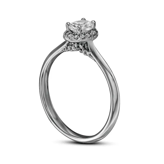 Goldia Rings 050 CT TW Oval Natural Diamond Frame Engagement Ring in Solid 14K White Gold