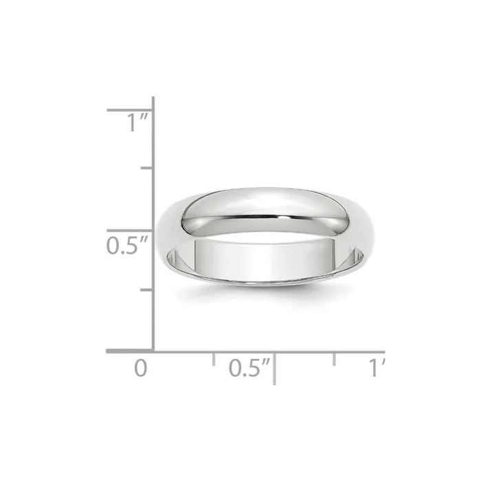 Goldia Rings Solid 14K White Gold 5mm Half Round MensWomens Wedding Band Ring Size 135
