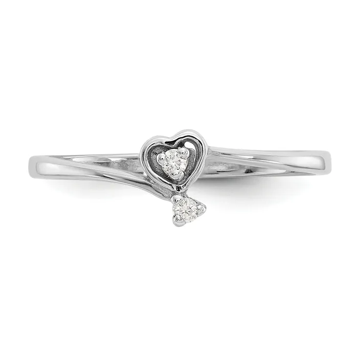 Goldia Solid 14k White Gold 6x4mm Pear Simulated Peridot ChecKer VS CZ Ring Rings