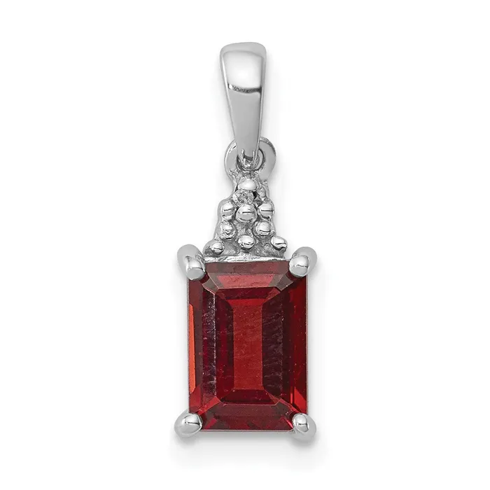 Goldia Sterling Silver Rhodium Garnet u0026 Diamond Pendant Necklaces