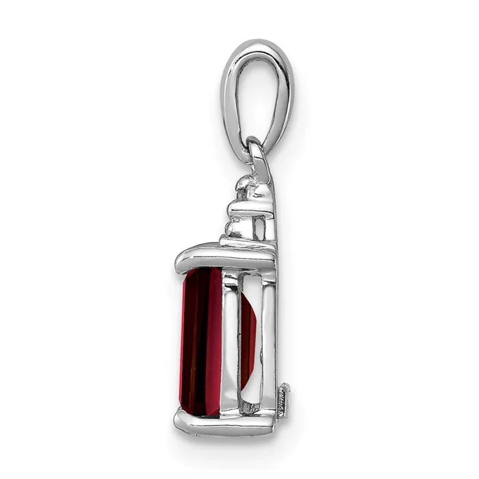 Goldia Sterling Silver Rhodium Garnet u0026 Diamond Pendant Necklaces