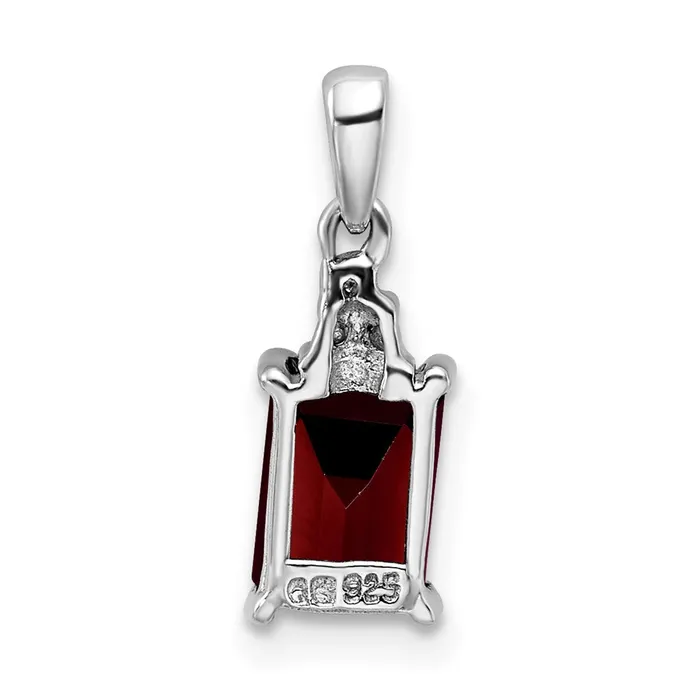 Goldia Sterling Silver Rhodium Garnet u0026 Diamond Pendant Necklaces