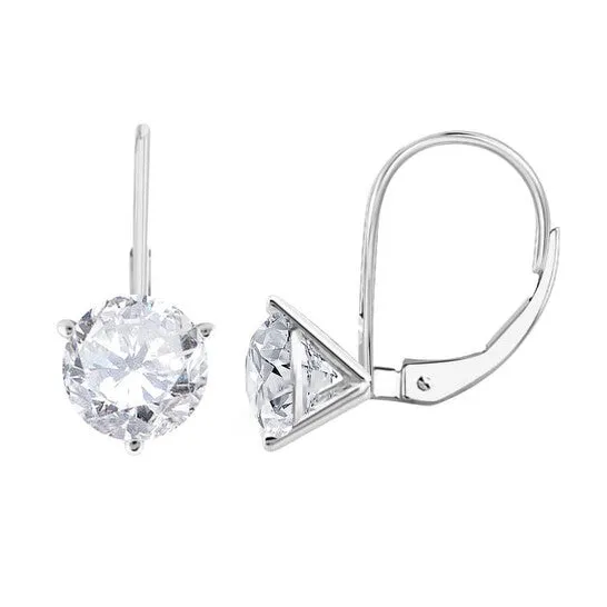 JMS always Earrings Original Maulijewels 12 Carat White Diamond HI I1I2 Womens Three Prong Set Martini Leverback Earrings In 14K Solid White Gold JMS always Earrings Original Maulijewels 12 Carat White Diamond HI I1I2 Womens Three Prong Set Martini Leverback Earrings In 14K Solid White Gold