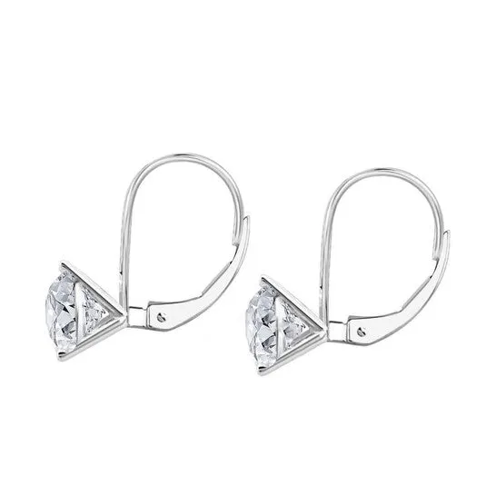 JMS always Earrings Original Maulijewels 12 Carat White Diamond HI I1I2 Womens Three Prong Set Martini Leverback Earrings In 14K Solid White Gold JMS always Earrings Original Maulijewels 12 Carat White Diamond HI I1I2 Womens Three Prong Set Martini Leverback Earrings In 14K Solid White Gold