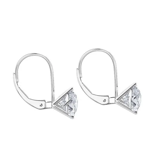 JMS always Earrings Original Maulijewels 12 Carat White Diamond HI I1I2 Womens Three Prong Set Martini Leverback Earrings In 14K Solid White Gold JMS always Earrings Original Maulijewels 12 Carat White Diamond HI I1I2 Womens Three Prong Set Martini Leverback Earrings In 14K Solid White Gold