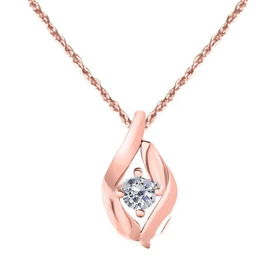 JMS always Original Maulijewels 025 Carat Round White Diamond Pendant Necklace In 10K Solid Rose Gold With 18 10k Rose Gold Plated Sterling Silver Box Chain Necklaces JMS always Original Maulijewels 025 Carat Round White Diamond Pendant Necklace In 10K Solid Rose Gold With 18 10k Rose Gold Plated Sterling Silver Box Chain Necklaces