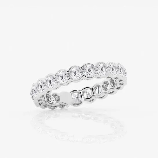 JMS always Rings Original Brilliant Diamond 2 cttw RoundCut Lab Grown Diamond Half Bezel Eternity Band in 14KT White Gold GSI JMS always Rings Original Brilliant Diamond 2 cttw RoundCut Lab Grown Diamond Half Bezel Eternity Band in 14KT White Gold GSI
