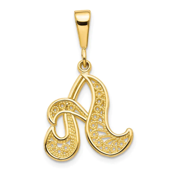 Necklaces Goldia 14k Yellow GoldY Polished Script Filigree Letter A Initial Pendant Necklaces Goldia 14k Yellow GoldY Polished Script Filigree Letter A Initial Pendant