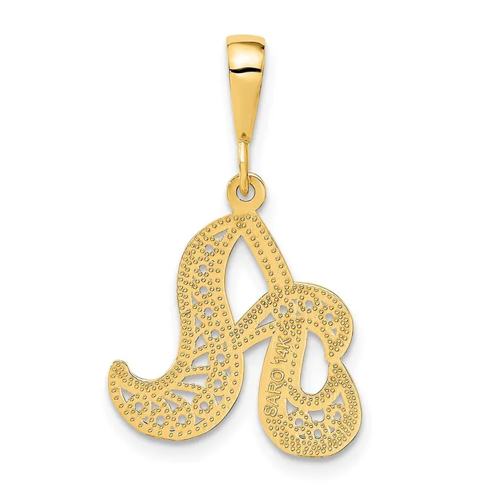 Necklaces Goldia 14k Yellow GoldY Polished Script Filigree Letter A Initial Pendant