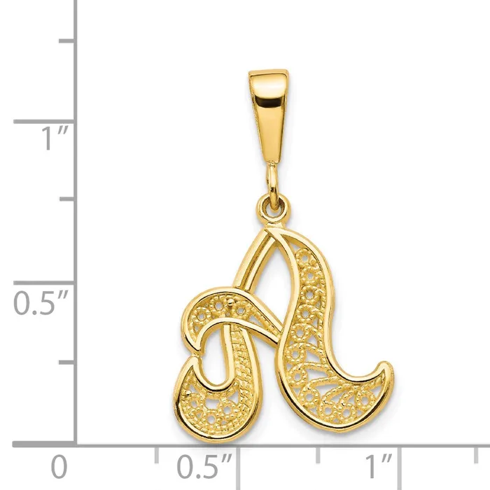 Necklaces Goldia 14k Yellow GoldY Polished Script Filigree Letter A Initial Pendant
